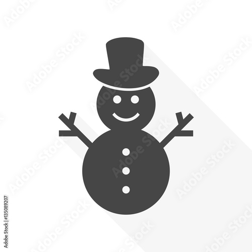 Snowman icon vector - Illustration with long shadow