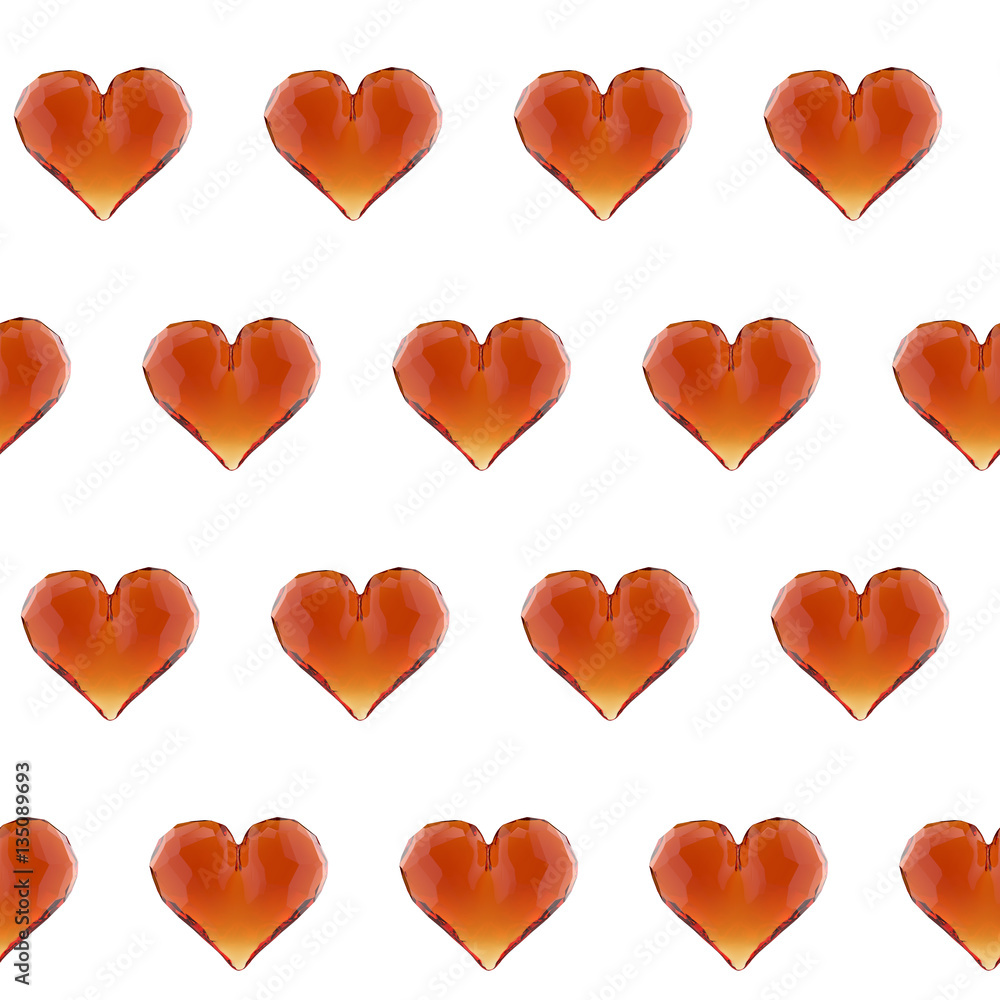 3d illustration gem heart seamless pattern. Valentine's day background