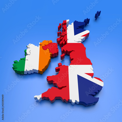 3D UK and Ireland map