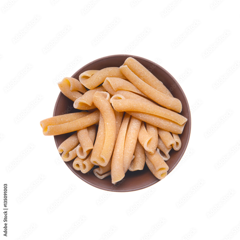 Pasta in a bowl on white background Pasta in a bowl on white background