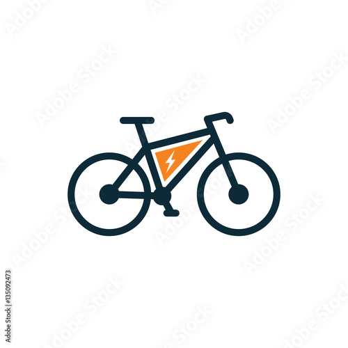 electric bicycle, e-bike icon on white background