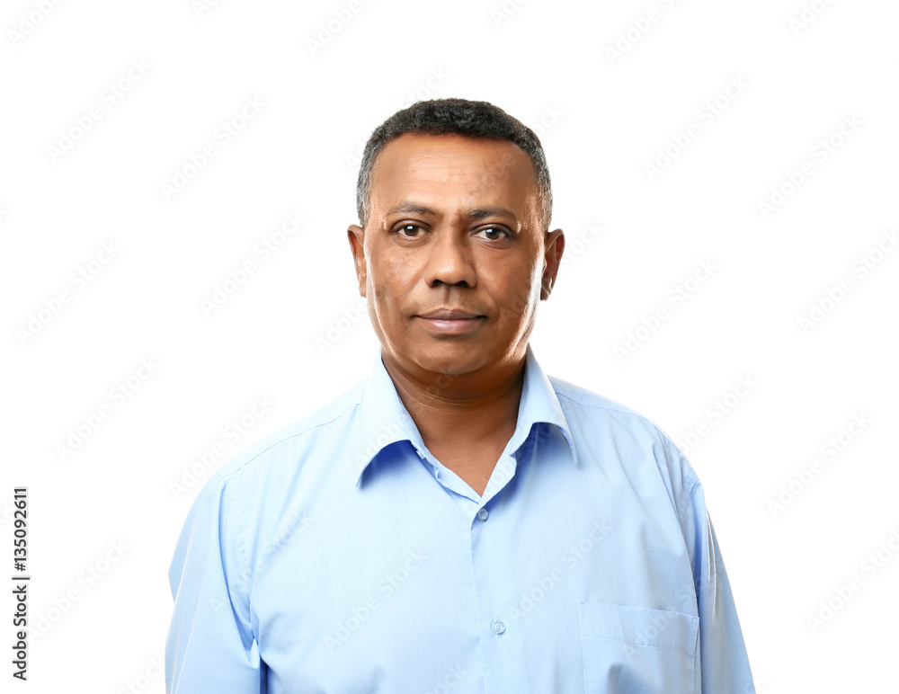 Confident Indian teacher on white background Confident Indian teacher on white background