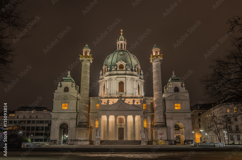 Baroque Karlskirche (St. Charles's Church), Vienna, Austria