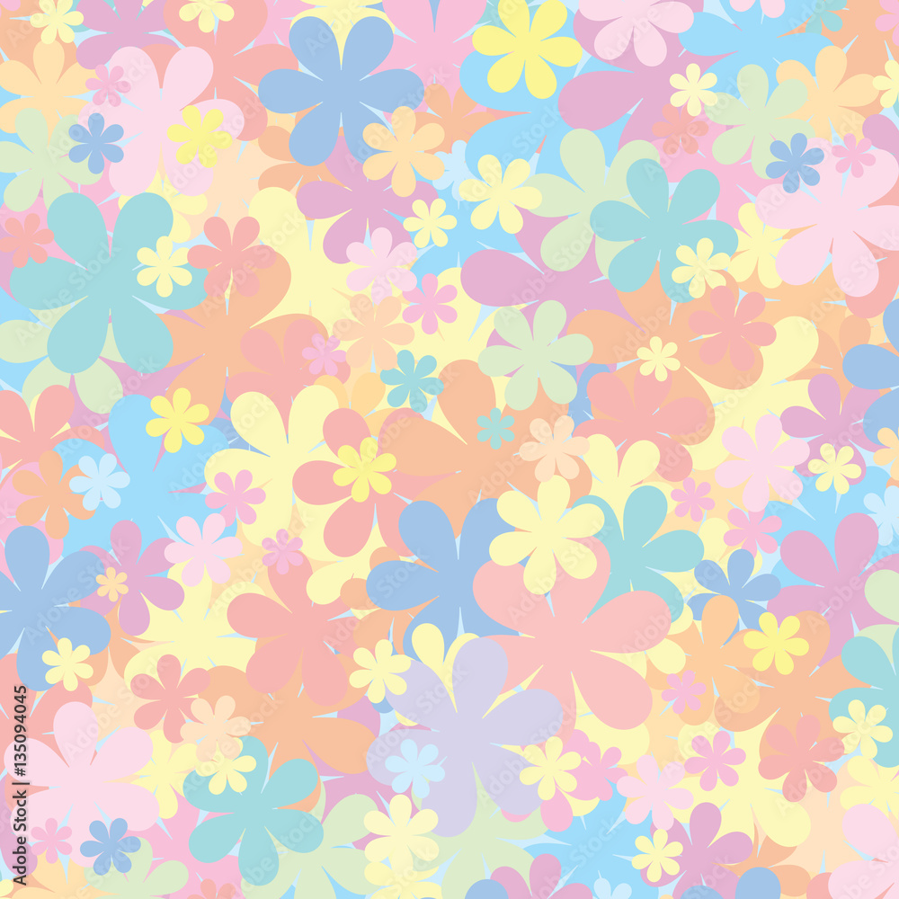 Floral Texture Vector Pattern with Colorful Flower