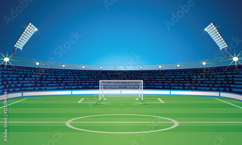 Empty Backdrop Template with Soccer Field Stadium