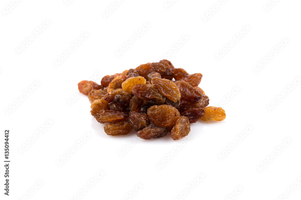 Sweet raisins on white