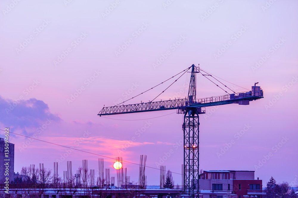 Industrialized area at the sunset