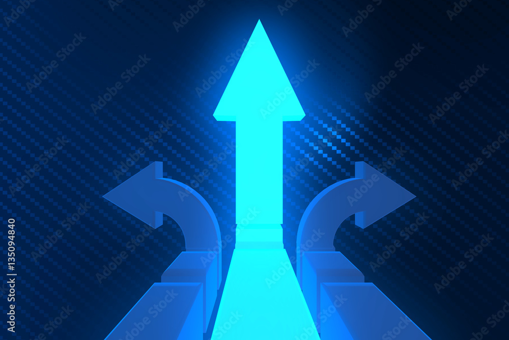 Road arrows at crossroads in difficult choice concept - 3d rende Road arrows at crossroads in difficult choice concept - 3d rende