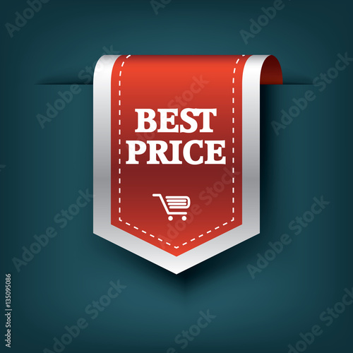 Best price ribbon sale sticker or banner. Vector symbol of special offers and for promotion of sales, shopping online.