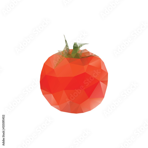 Red tomato in low poly style