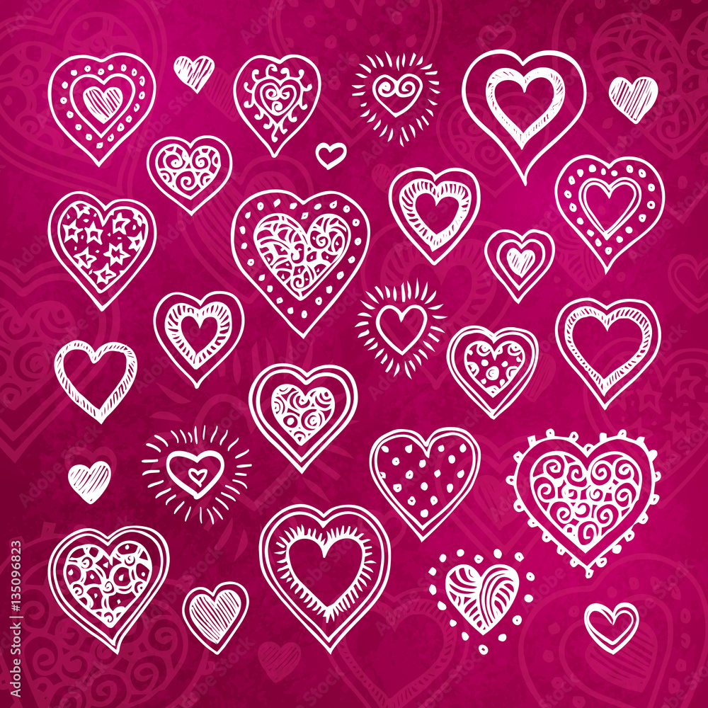 Hand drawn hearts set. Hand drawn hearts set.