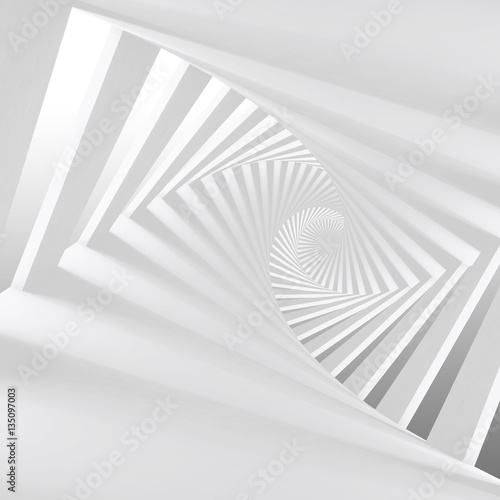 Abstract white 3d spiral corridor