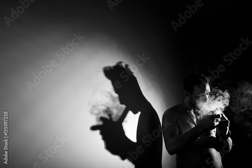 Addictive man smoking marijuana