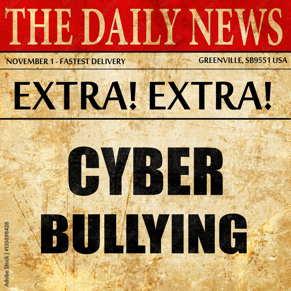 Cyber bullying background, newspaper article text