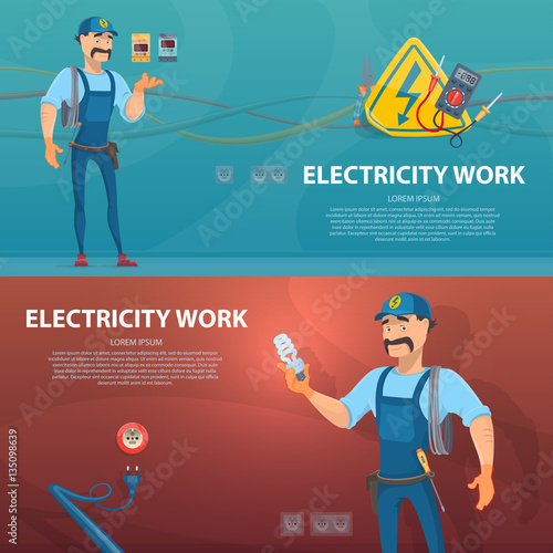 Colorful Electricity Work Horizontal Banners
