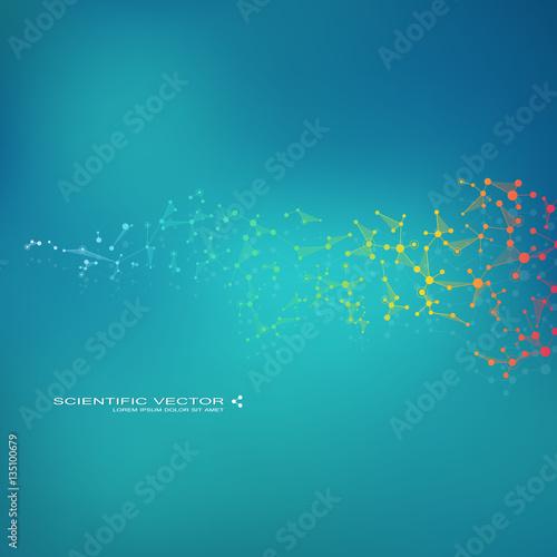 Fototapeta Naklejka Na Ścianę i Meble -  Molecule DNA and neurons vector. Molecular structure. Connected lines with dots. Genetic chemical compounds. Chemistry, medicine, science, technology concept. Geometric abstract background.