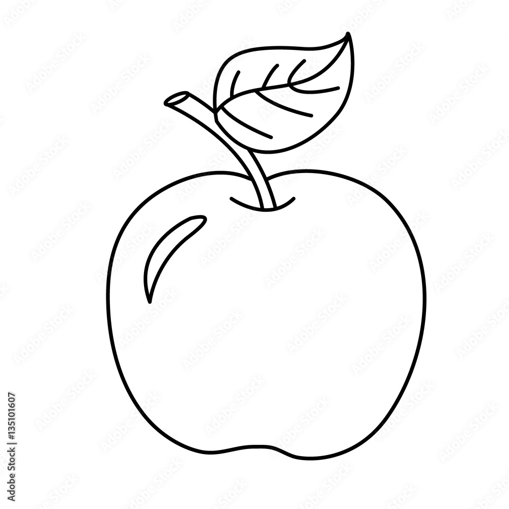 Coloring Page Outline Of cartoon apple. Fruits. Coloring book for ...