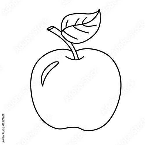 Coloring Page Outline Of cartoon apple. Fruits. Coloring book for kids