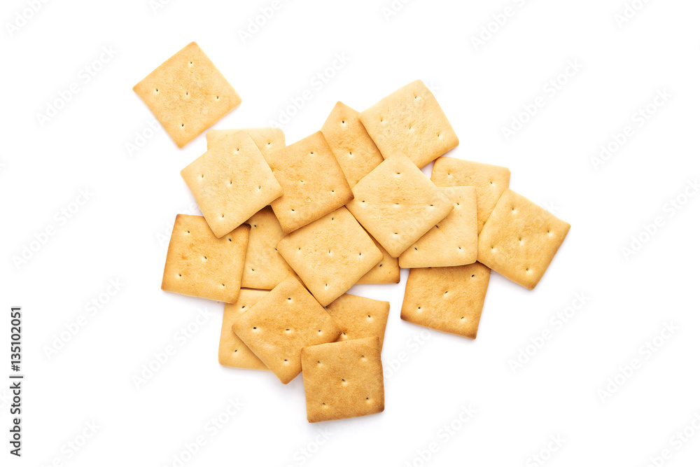 light breakfast, crackers isolated, top view light breakfast, crackers isolated, top view