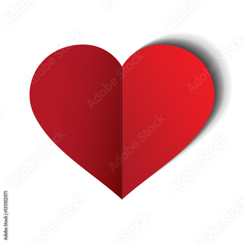 Valentine's day abstract background with cut paper heart. Vector illustration