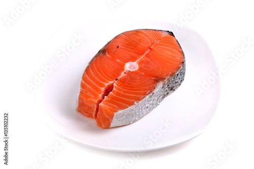 Fresh sliced salmon fish