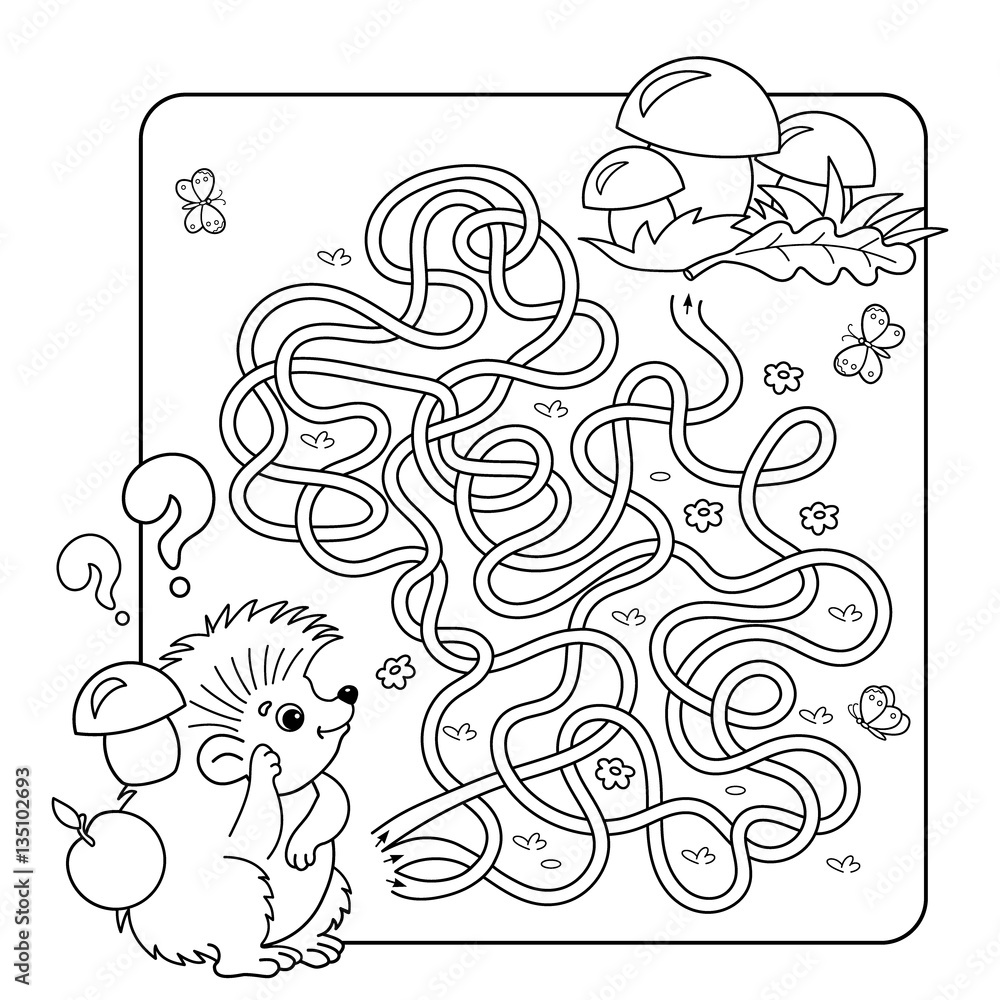 Детские головоломки 6 7 лет распечатать бесплатно Cartoon Vector Illustration of Education Maze or Labyrinth Game for Preschool Ch
