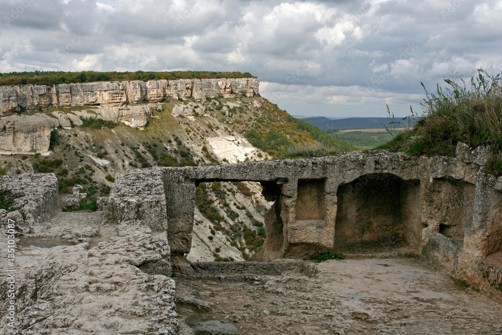 The medieval cave city Chufut-Kale near Bakhchisarai, Crimea