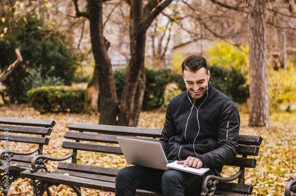 Handsome guy working outside the office Handsome guy working outside the office