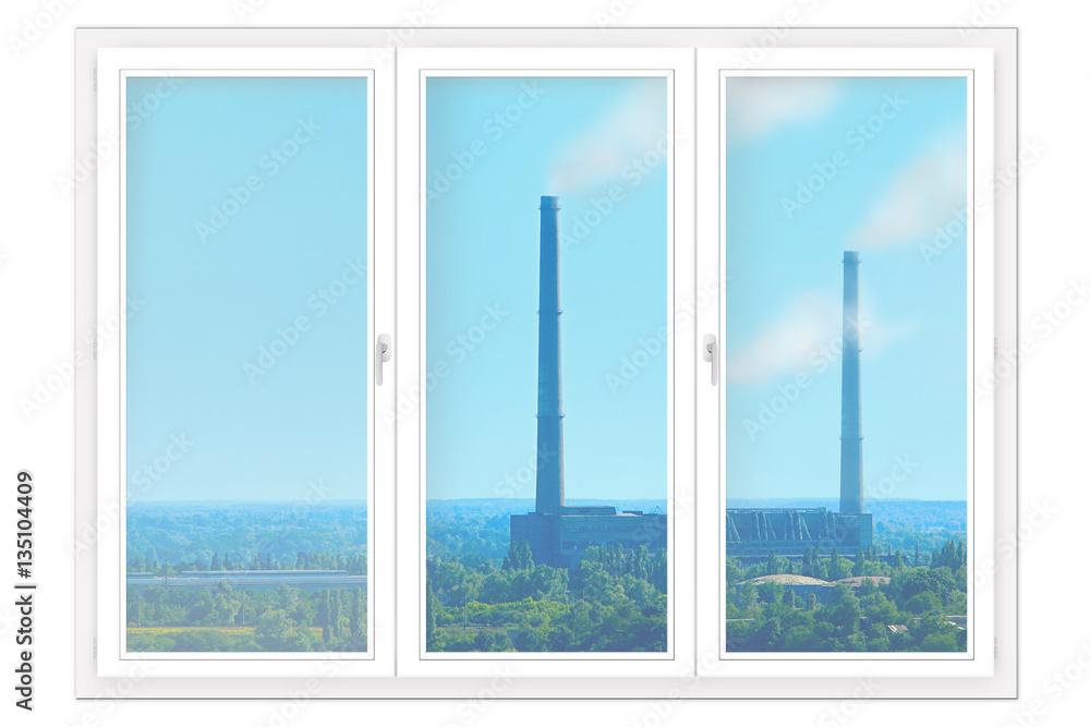 window isolated with view to the nature and pollution of environment. window isolated with view to the nature and pollution of environment.