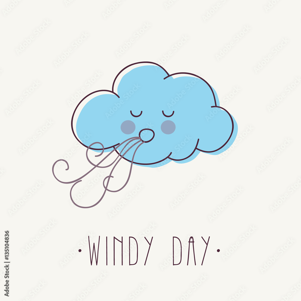 Cartoon Illustration of Windy Cloud.