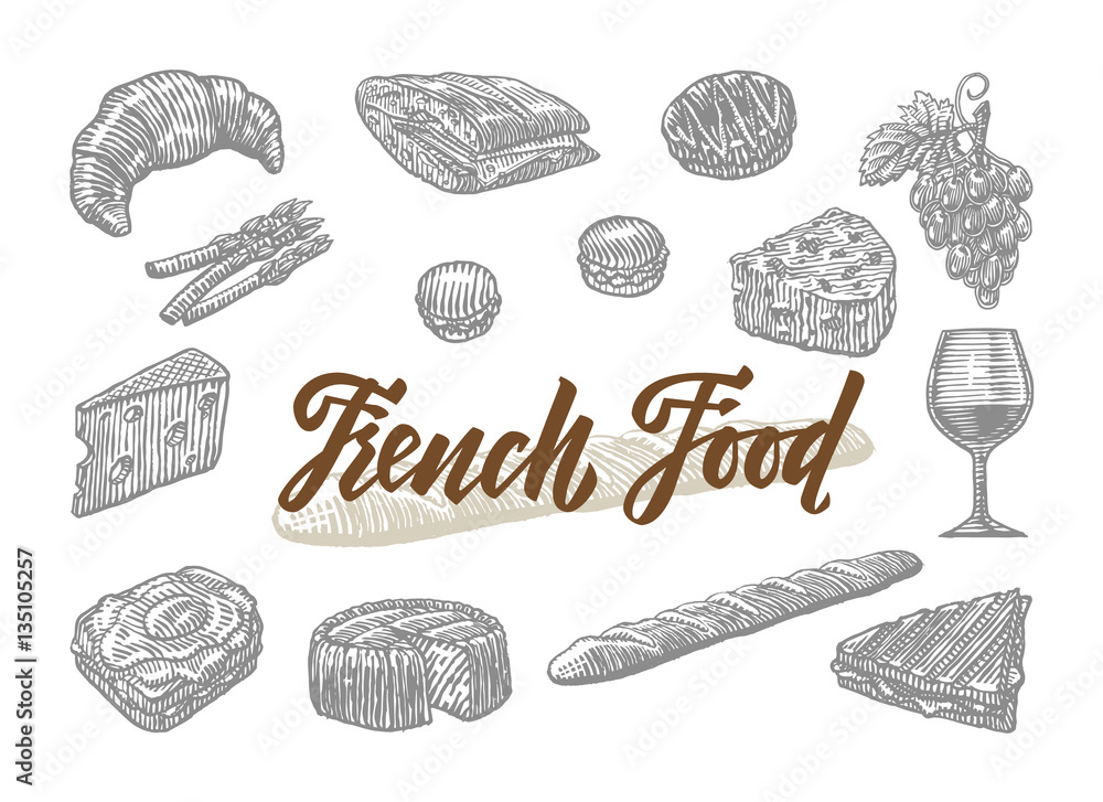 Engraved French Food Elements Set Engraved French Food Elements Set