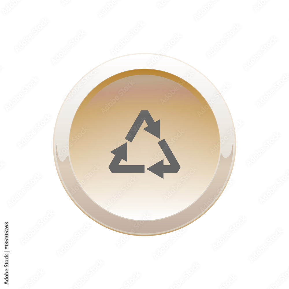 Round recycle button sand color on a white background Round recycle button sand color on a white background