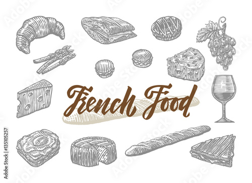 Engraved French Food Elements Set