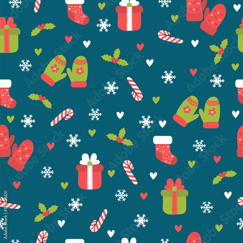 Cute Christmas seamless pattern. Christmas and New Year's decora