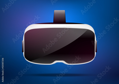 Stereoscopic 3d vr illustration. Vector virtual digital cyberspace technology. Innovation device