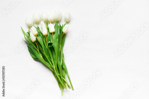 Top view of white tulips
