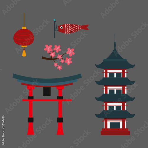 Beautiful travel landmarks chinese temple vector.