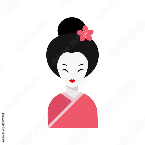 Japanese woman folk art maiden character vector.