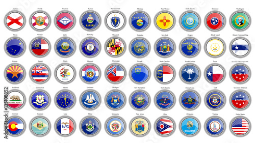 Set of icons. States of the USA flags.