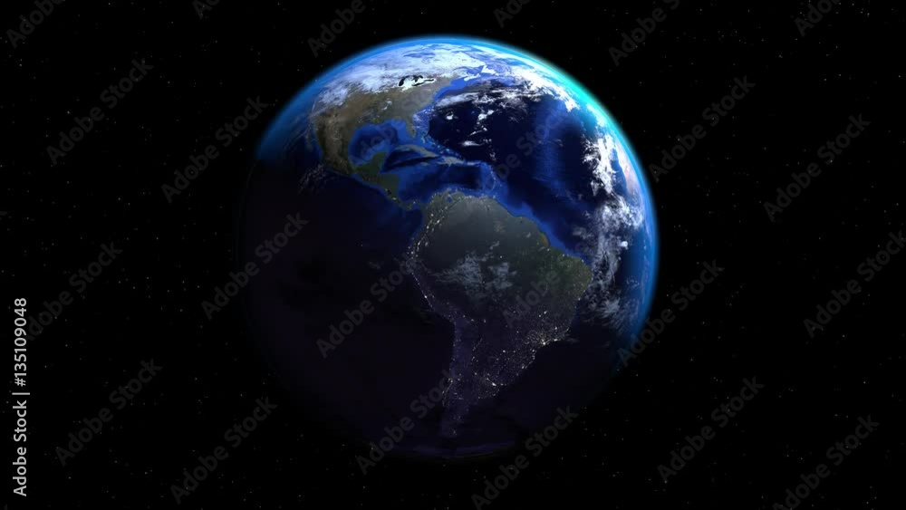 Earth globe rotation 360 degrees with universe in the background, looped animation Earth globe rotation 360 degrees with universe in the background, looped animation
