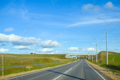 The scenic road cars not far from Minsk.