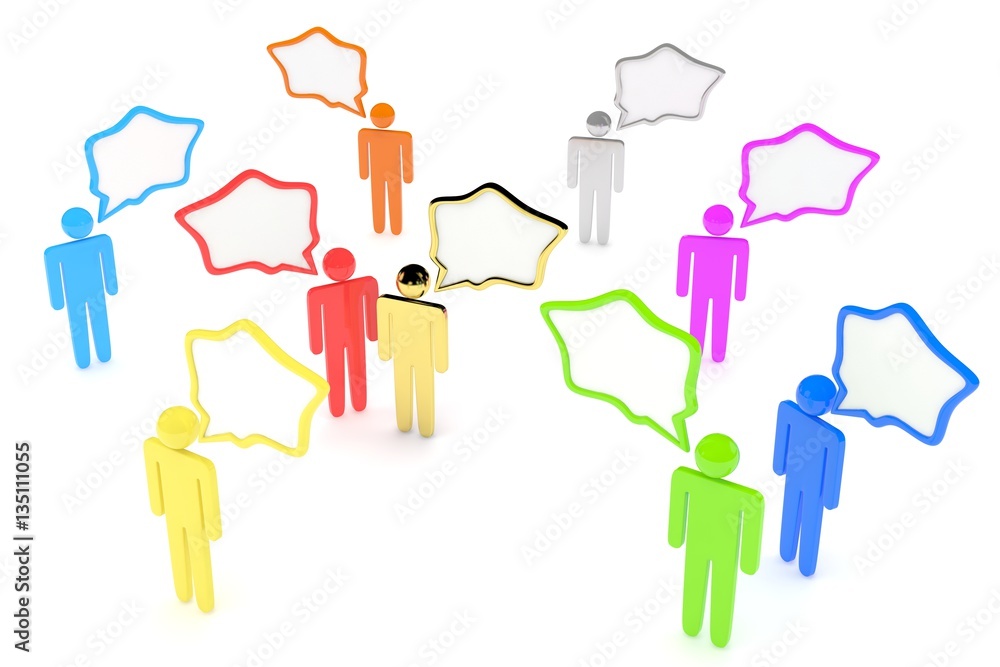 people with talk bubbles isolated over a white background. 3d rendering. people with talk bubbles isolated over a white background. 3d rendering.