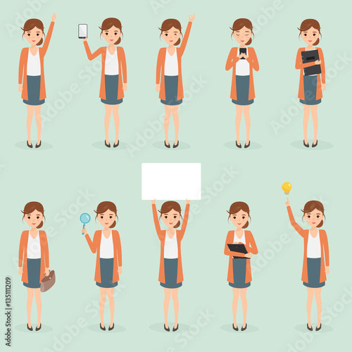 business woman people character of work. vector job design. photo
