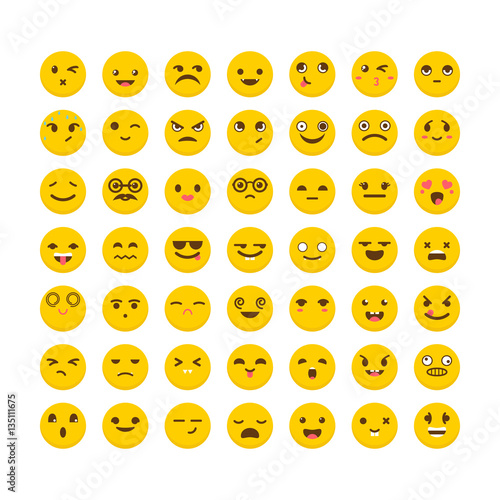 Set of emoticons. Cute emoji icons. Avatars. Big collection with