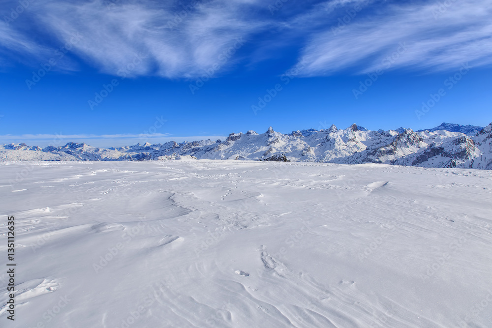 View from Mt. Fronalpstock in winter