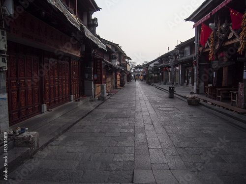 A traditional street in the old city of Dali in the Yunnan province of China.