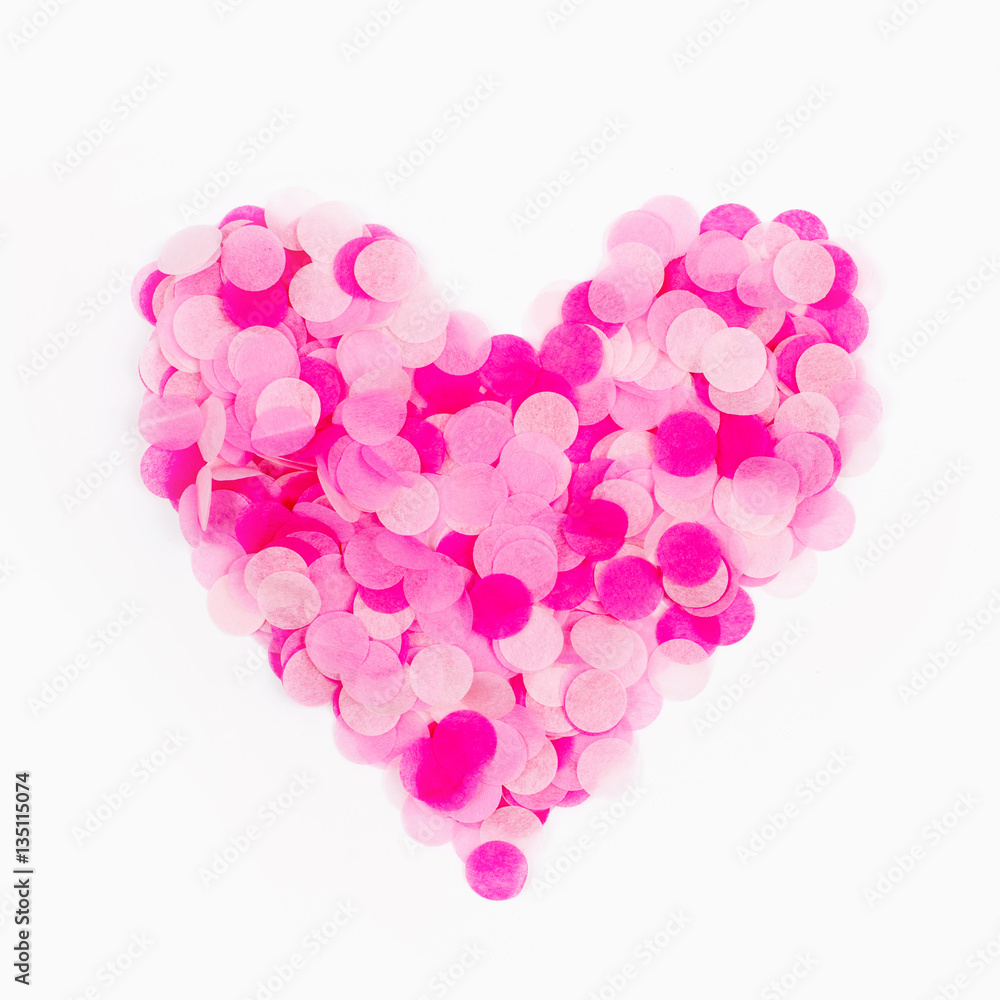 Heart of pink paper confetti