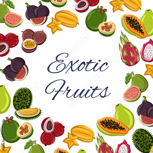 Fruits poster, tropical or exotic food