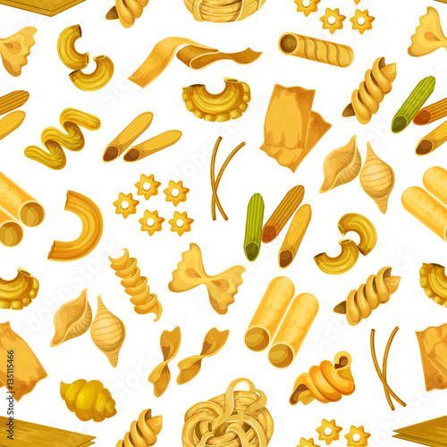 Macaroni or italian pasta seamless pattern