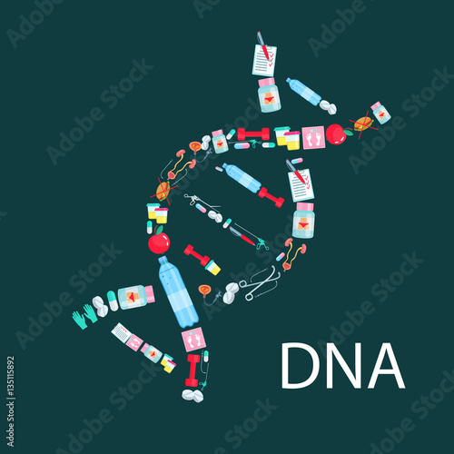 Medical or medicinal equipment as DNA icon
